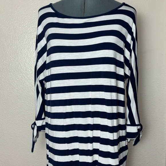 Soft Surroundings Adrift Top Women's medium Nautical Navy White Stripe # 2AG33 - Picture 7 of 16